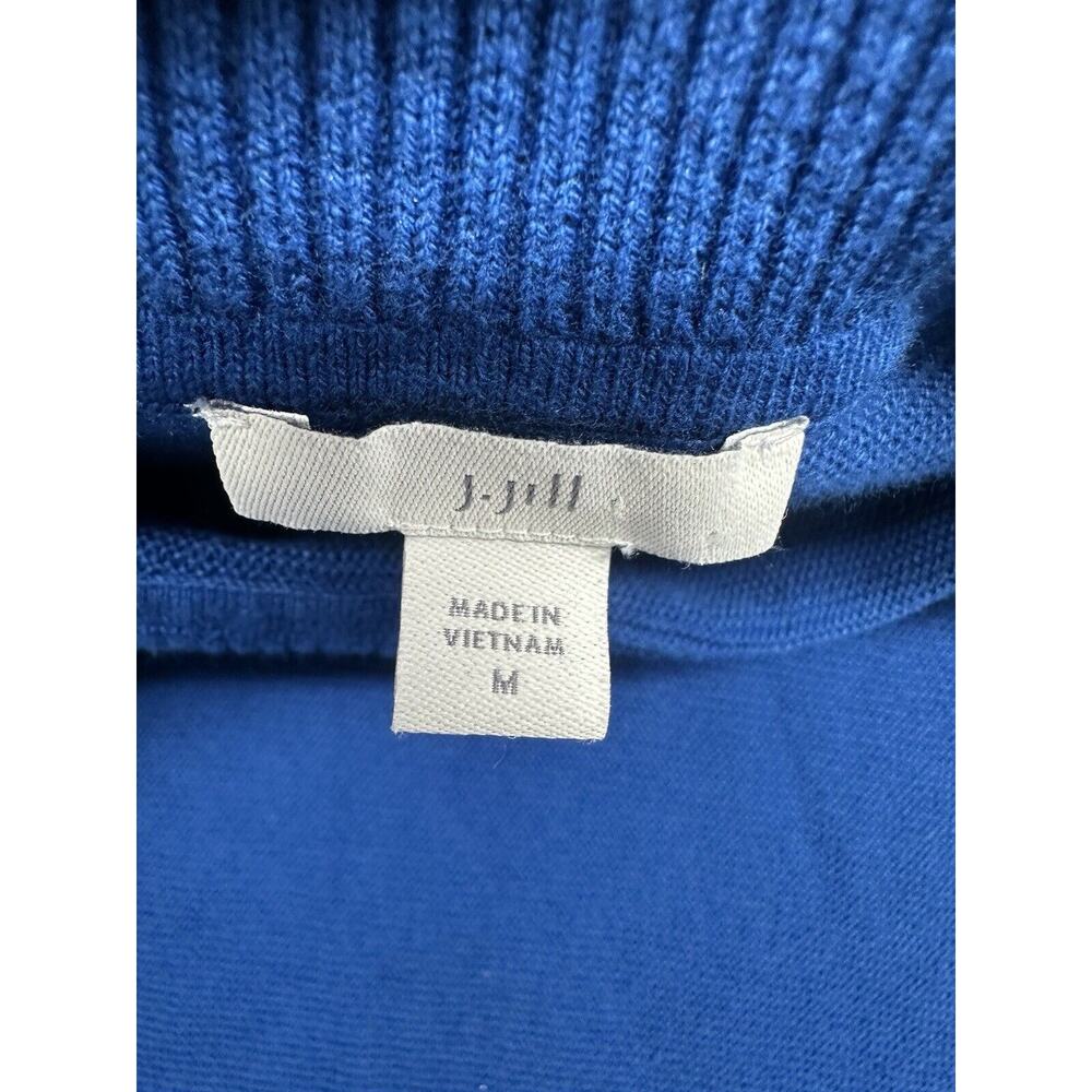 J Jill Sweater Womens Medium Sweater Blue Boat Neck Ribbed Knit 100% Cotton‎ - Picture 5 of 7